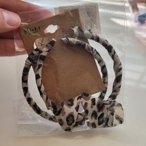 Minky Accessories Taupe Leopard Ribbon Earring Hoops